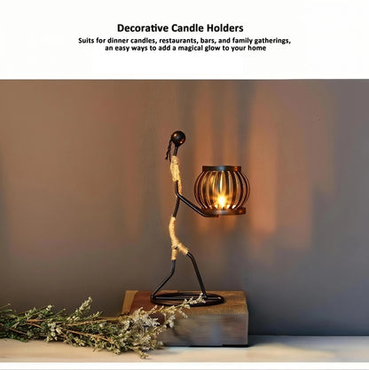Candle Holder Decor for Centerpieces, Tea Light Candle Holder for Home, Bar, Restaurant, Hotel Dinning Table Decor, Handmade Iron Craft (Style H)