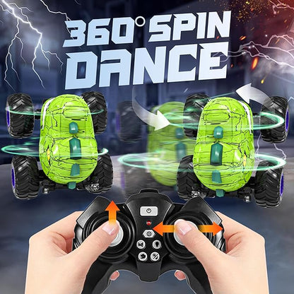BEZGAR Monster Truck Toys - Remote Control Monster Truck with Spray Light Music Dinosaur Toys for Kids 1:20 Scale RC Truck with 360° Spins and Drifting Remote Control Car for Boys 4-7 Green