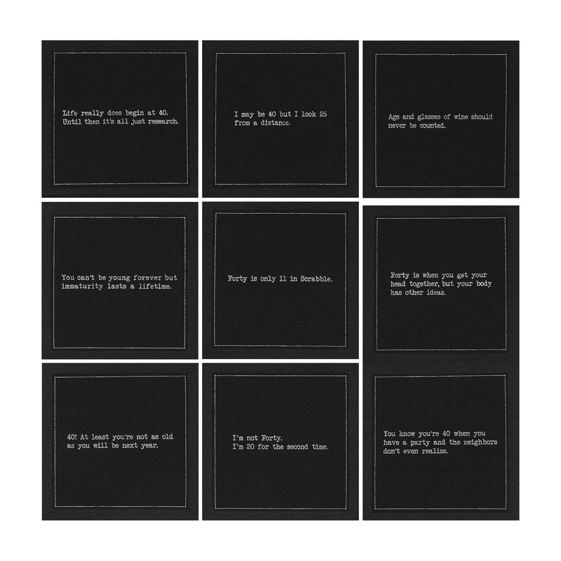 Five Star Funny 40th Birthday Quotes | Black Cotton Cocktail Napkins | 50 Luxury Disposable Beverage Napkins with Witty Bar Quotes | Drink Napkins for Parties, Bars, Weddings & Game Nights