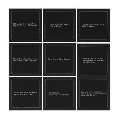 Five Star Funny 40th Birthday Quotes | Black Cotton Cocktail Napkins | 50 Luxury Disposable Beverage Napkins with Witty Bar Quotes | Drink Napkins for Parties, Bars, Weddings & Game Nights