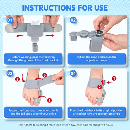 SHIADA Bunion Corrector for Women & Men Adjustable, Knob-Control Toe Straightener with Silicone Cushion, Non-Slip Orthopedic Bunion Relief Brace for Left & Right Foot