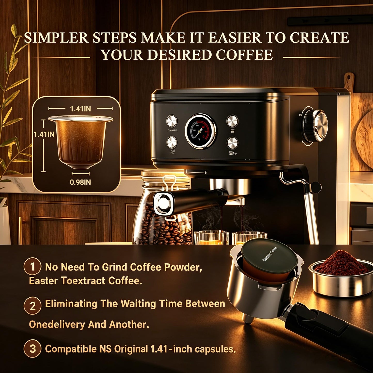 Empstorm 20 Bar Espresso Machine with Milk Frother Steam, for Nespresso Original Capsules Espresso maker 2 IN 1 expresso maker, Professional Cappuccino Expresso Machine for Home Or Office