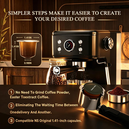 Empstorm 20 Bar Espresso Machine with Milk Frother Steam, for Nespresso Original Capsules Espresso maker 2 IN 1 expresso maker, Professional Cappuccino Expresso Machine for Home Or Office