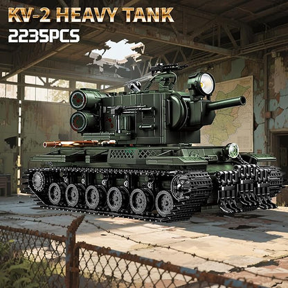 WW2 Army Tank Building Set KV-2 Heavy Military Vehicles Collectible KV2 Model for Boys &amp Adults