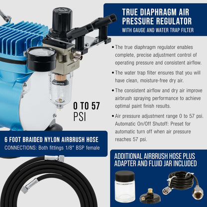 Master Airbrush Cool Runner II Airbrush Kit with Dual Fan Air Compressor, 3 Airbrushes, Cleaning Brushes, Holder, Color Mixing Wheel & How-To Air Brush Manual, Gravity & Siphon Feed