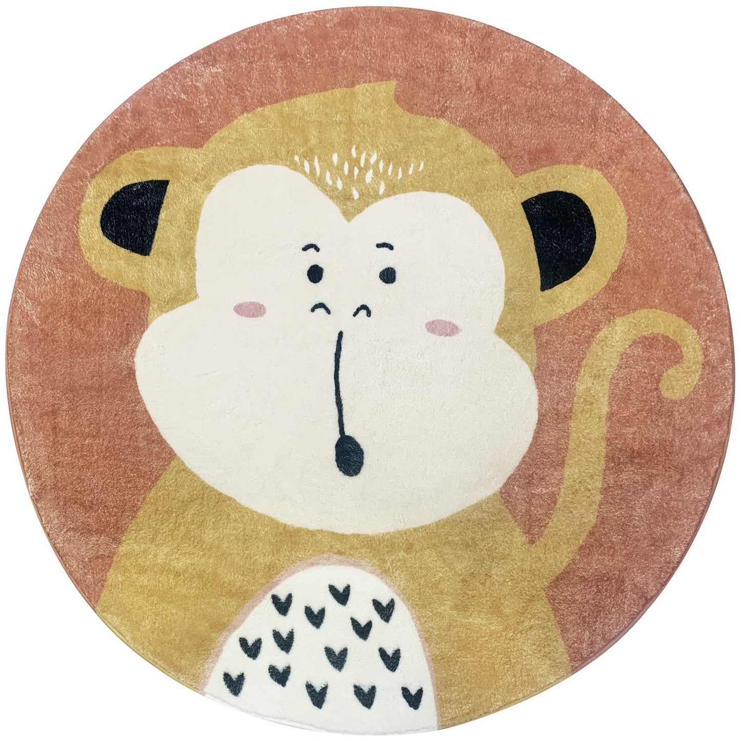 USTIDE Round Animal Rug 4ft Shaggy Mat Soft Monkey Rug Animal Carpet for Bedroom Classroom Home Decor