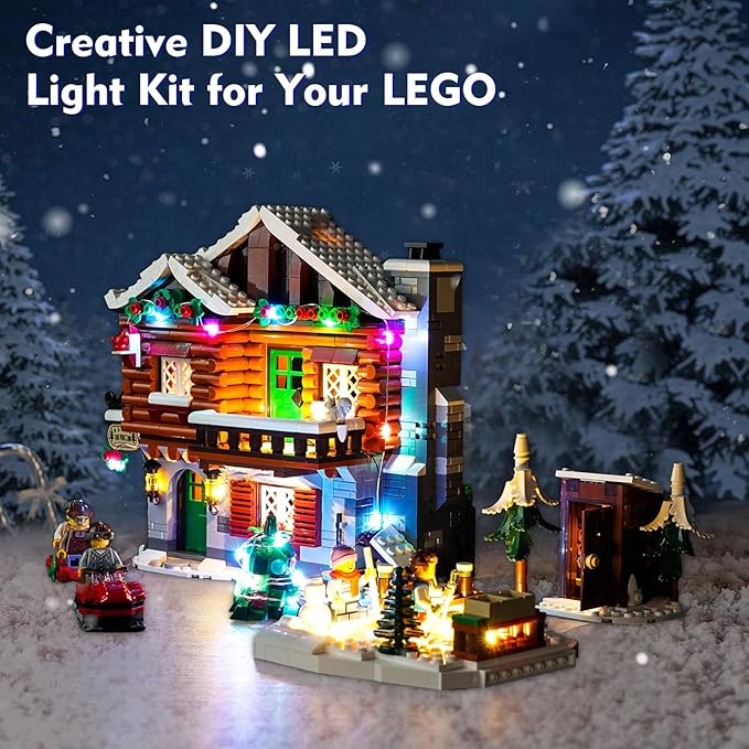 VONADO Colorful Light Kit for Lego Alpine Lodge Christmas Village 10325 Updated Creative LED Lighting Set Accessories Compatible with Lego 10325 Christmas Winter Village (Lights Only No Models)