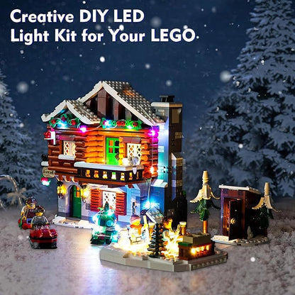VONADO Colorful Light Kit for Lego Alpine Lodge Christmas Village 10325 Updated Creative LED Lighting Set Accessories Compatible with Lego 10325 Christmas Winter Village (Lights Only No Models)