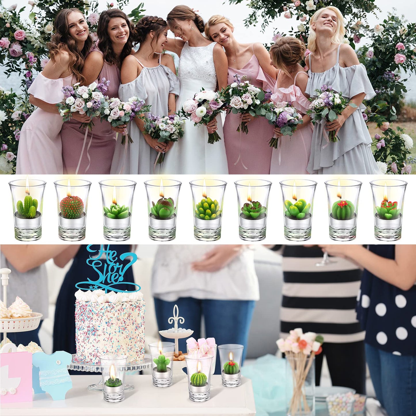Shihanee 48 Pcs Succulent Cactus Tealights 24 Styles Handmade Mini Plant Tealight Candles Bulk Unscented Smokeless for Wedding Spa Graduation Baby Shower Housewarming Gifts Mexican Party Favors