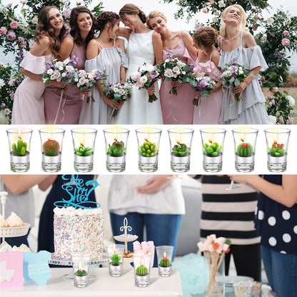 Shihanee 48 Pcs Succulent Cactus Tealights 24 Styles Handmade Mini Plant Tealight Candles Bulk Unscented Smokeless for Wedding Spa Graduation Baby Shower Housewarming Gifts Mexican Party Favors