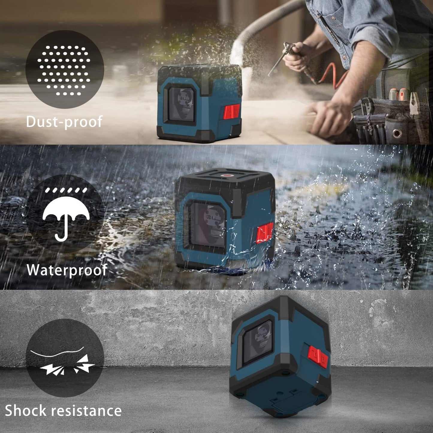 Laser Level, RockSeed Cross Line Laser with Self-Leveling, Vertical and Horizontal Line, Rotatable 360 Degree, Carrying Pouch, Battery Included(Green)