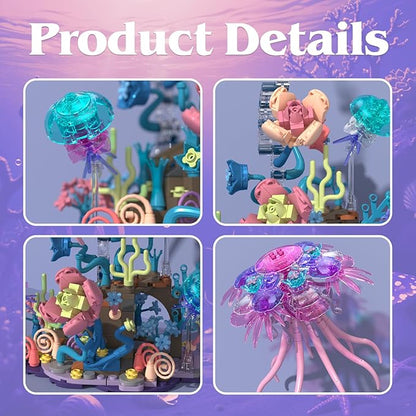 Enchanted Jellyfish Building Kit with Halloween &amp Christmas Festive Vibes 526 Pcs Underwater Creature Building Blocks Set (presale)