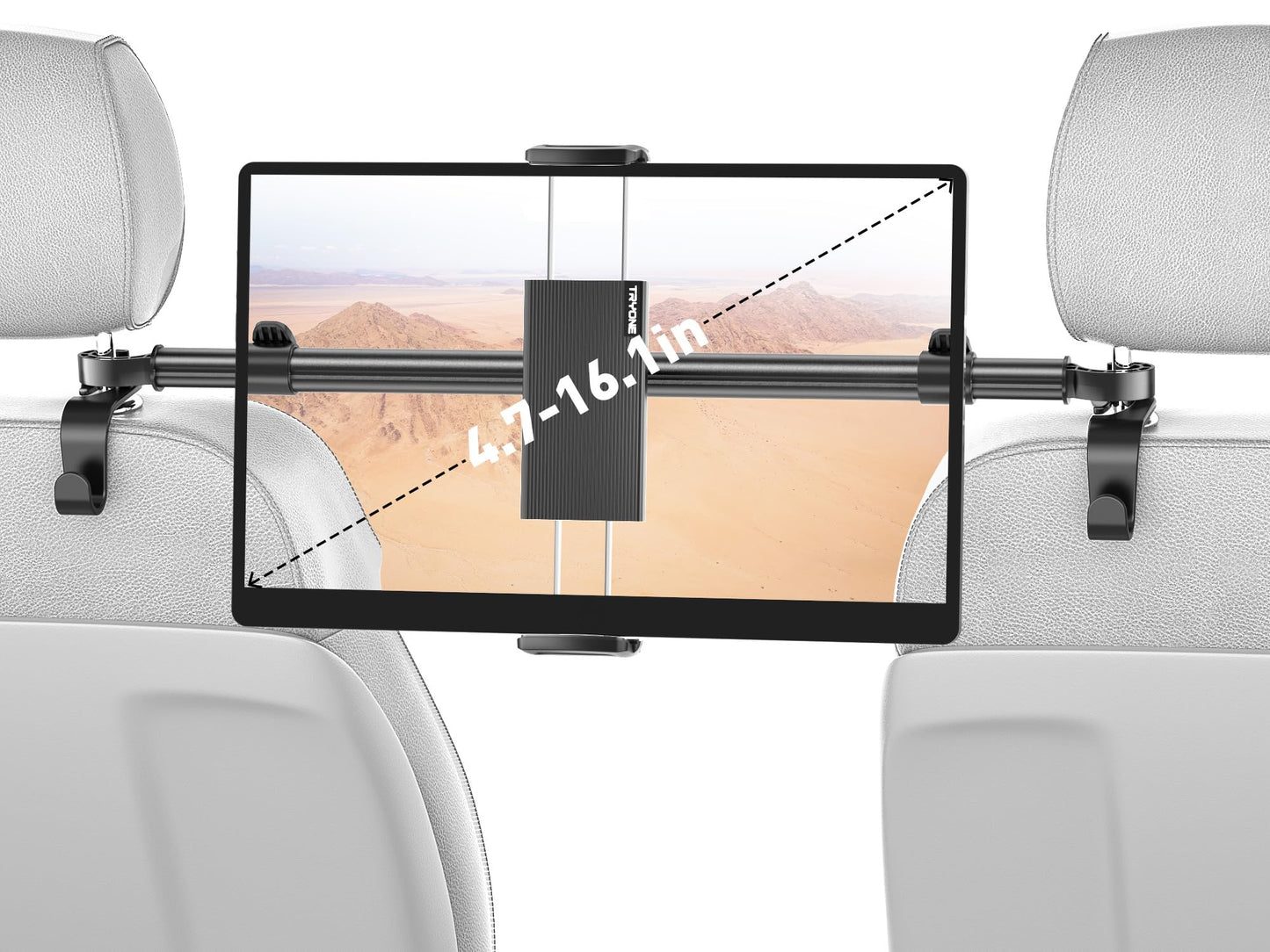 Car Tablet Holder Mount for iPad: Headrest Tablet Stand for Car Back Seat Compatible with iPad Pro Air Mini | Galaxy Tab | Kindle Fire HD | Switch OLED or Other 4.7-16.1" Devices