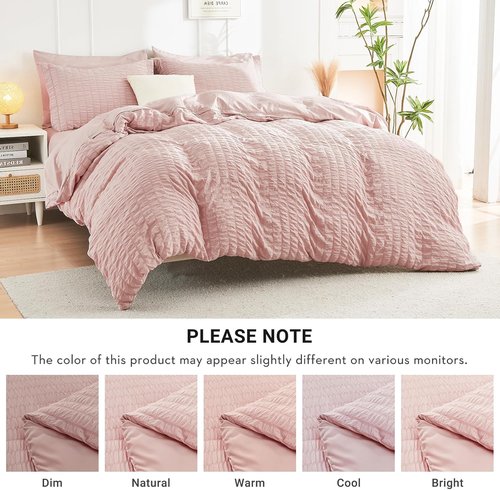 HYMOKEGE Rose Gold Twin XL Comforter Set - 5-Piece All-Season Luxury Bedding Set with Sheets & Pillowcase