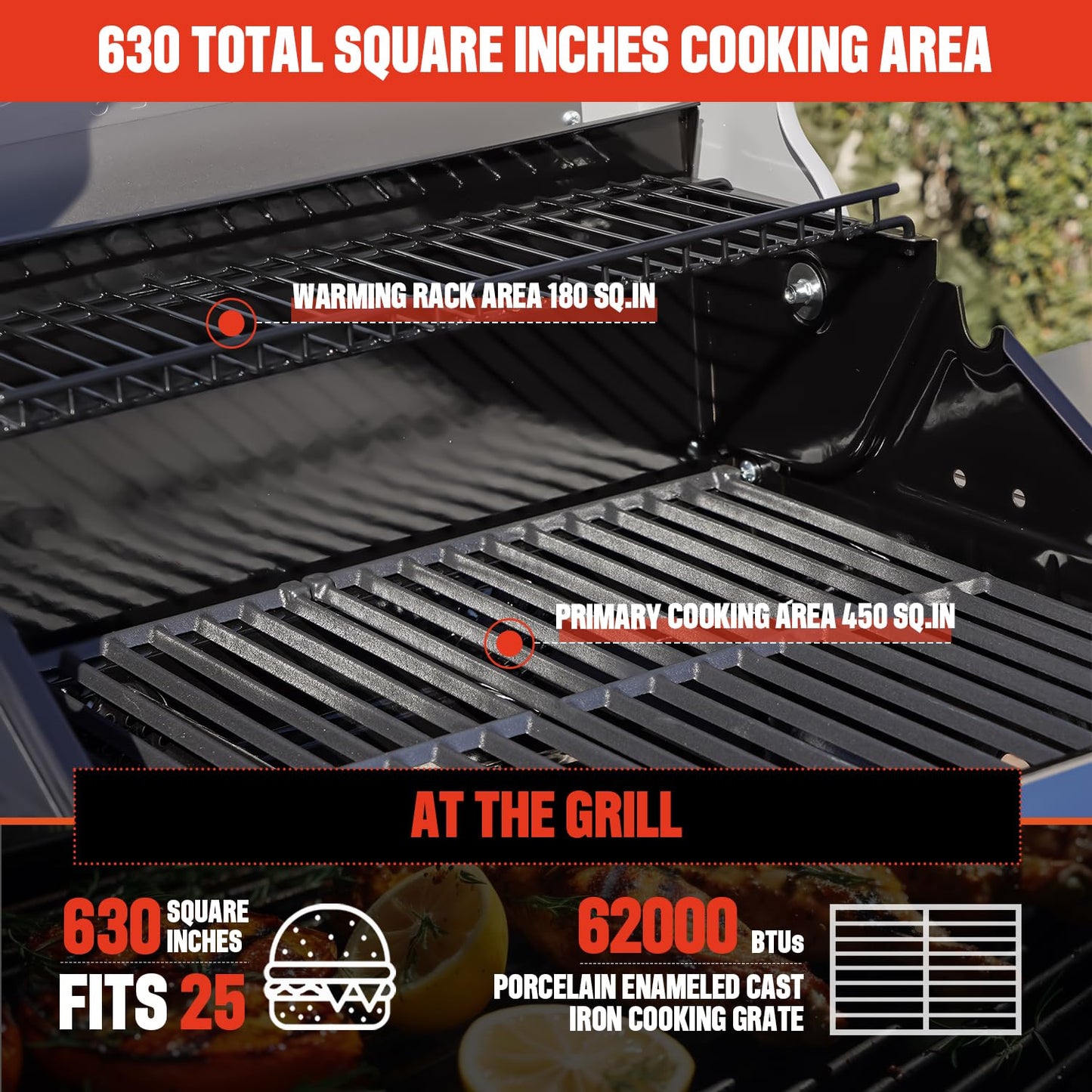 Monument Grills Mesa Series, 4+1 Outdoor Barbecue Stainless Steel Propane Gas Grill, 4 Burners & 1 Side Burner 62,000 BTU Patio Garden Barbecue Grill with Knob Controls, Mesa415BZ