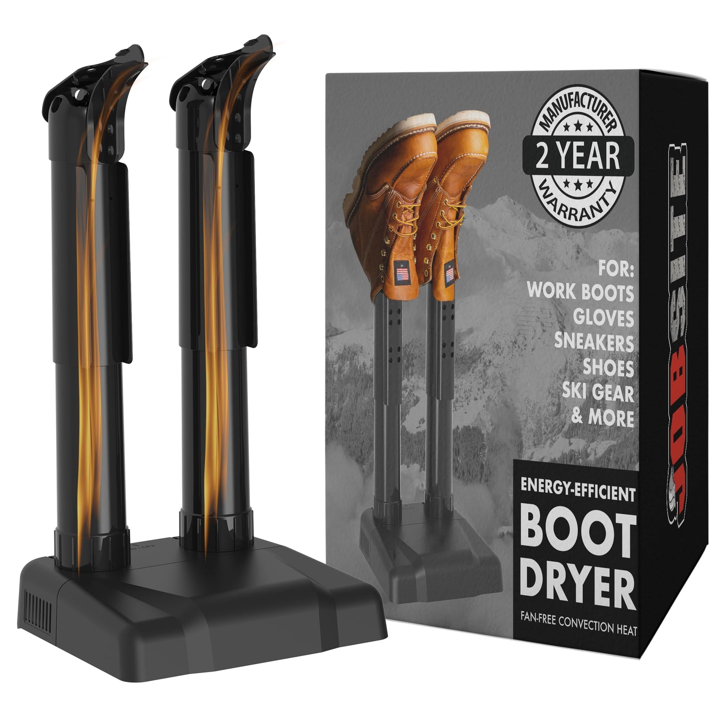 JobSite Boot Dryer - Silent Shoe Dryer & Warmer for Work Boots, Gloves & Shoes - Fanless Convection Dry - Helps Reduce Odor