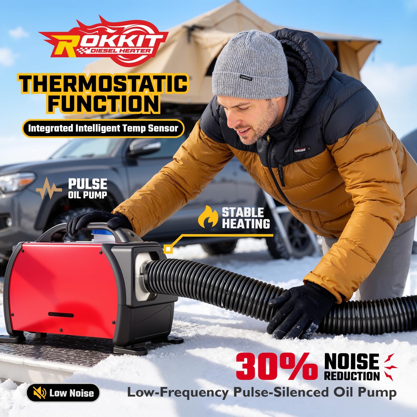 [2025 Version]Diesel Heater 8KW, 110V/12V All-in-One Portable Diesel Air Parking Heater with LCD Thermostat Monitor & Remote Control for Trucks, Car Trailer, Boat and Motor-home