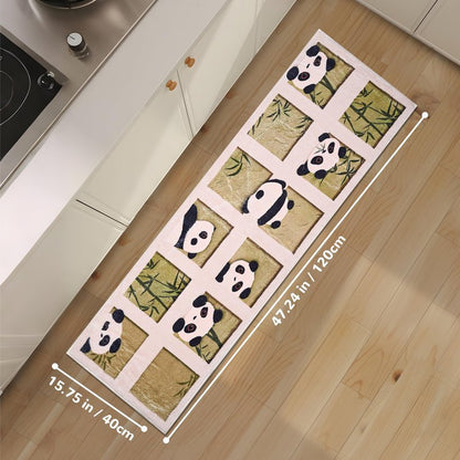Area Rugs for Bedroom 1.3' X 3.9', Washable Cat Irregular Shaped Rug Cute Carpet Kid Funny Cartoon Rugs, Room Decor Cat Dog Shaped Pet and Children Entryway Rug (G1 Square Panda)