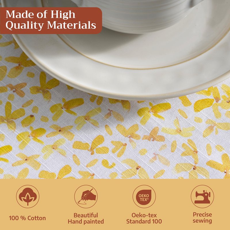 Maison d' Hermine Table Cloth Round Table 100% Cotton 69 Round Inches Tablecloth Reusable Decorative for Dining Kitchen Room Farmhouse Home Gifts for Mothers Day Spring Summer - Easter Zest