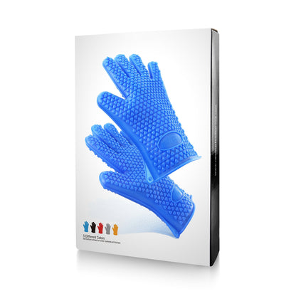 New Star Foodservice Commercial Grade Silicone Oven Mitts, Black Set of 2, Heat Resistant Waterproof Kitchen Gloves, Textured Non-Slip Grip, Oven, Grill, Baking, and Cooking Mitts