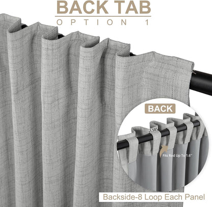 Skiennix 100% Blackout Linen Curtains - Thermal Insulated Drapes, 50" W x 90" L, Ash Grey, 2 Panels Set