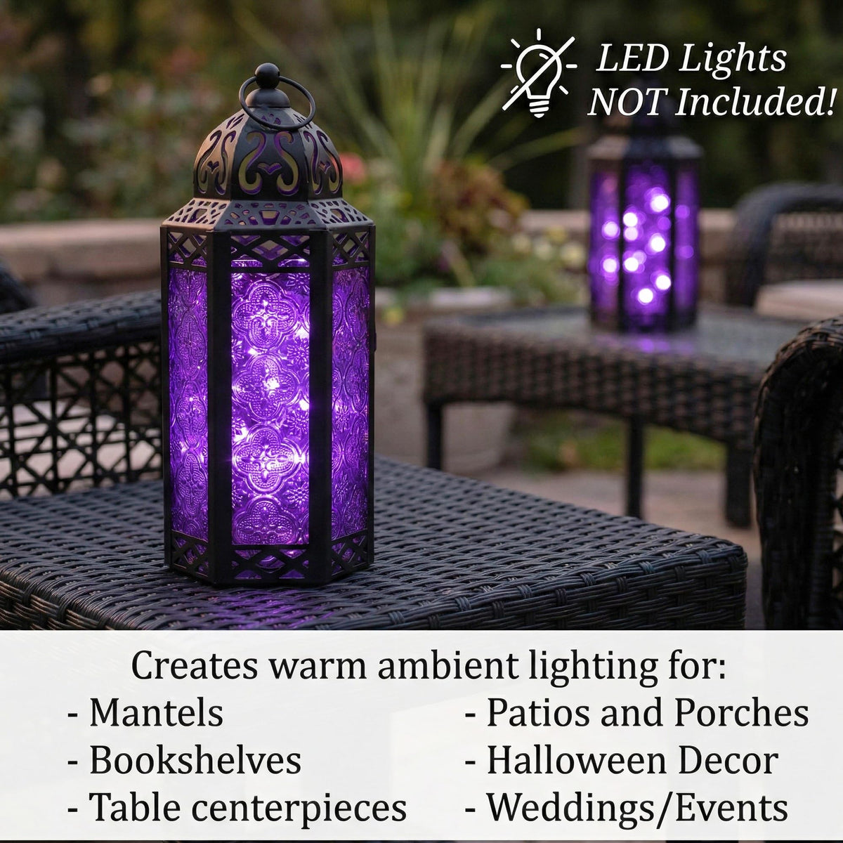 Vela Lanterns Candle Holder Gothic Decor Moroccan Candle Lantern, Whimsical Dark Purple Iron Hanging Lamp for Bedroom Table, Whimsigoth Witch Room Decor, Halloween Indoor Centerpiece, Medium 11.5"