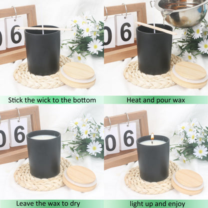 MILIVIXAY 20 Pack 7 OZ Matte Black Thick Glass Candle Jars with Lids - Bulk Empty Candle Jars for Making Candles - Spice, Powder Containers.
