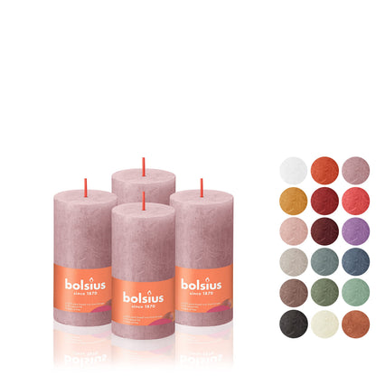 BOLSIUS 4 Pack Ash Rose Rustic Pillar Candles - 2 X 4 Inches - Premium European Quality - Includes Natural Plant-Based Wax - Unscented Dripless Smokeless 30 Hour Party Décor and Wedding Candles