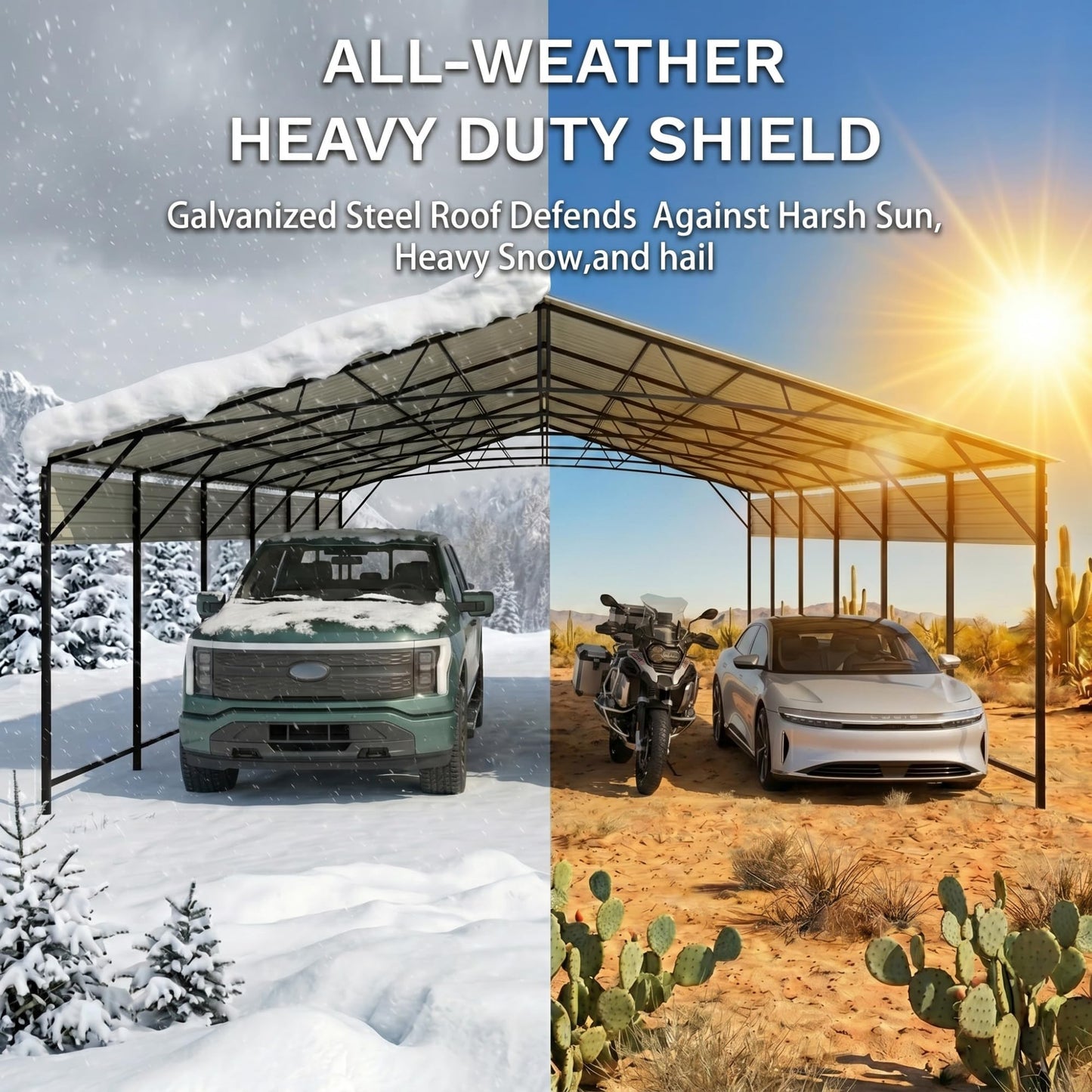 Devoko 20x30 FT Metal Carport, Heavy Duty Car Canopy with Galvanized Steel Roof, Reinforced Base Frame, All-Weather Garage, Outdoor Shelter for Cars, Trucks, Boats, Tractors & RV (Black)