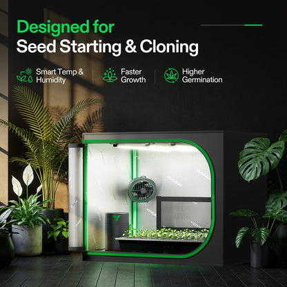 VIVOSUN Clone Tent Kit 24" x 16" x 20", with T5 Full-Spectrum Grow Light, Seed Starter Tray, Heat Mat, AeroStream U075 Humidifier, and AeroWave D4 Clip Fan, for Indoor Plant Germination, Cloning