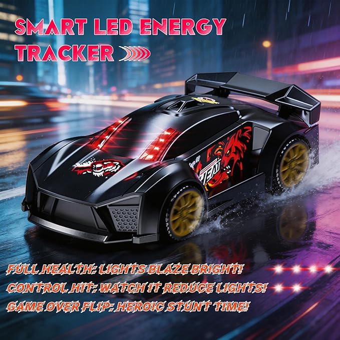 3-in-1 RC Drift Car — Sports/Racing 2-Player Battle Set with Infrared Gun Shooting &amp Flip Effects 60-Min Playtime Family-Friendly 2.4GHz Remote Control Car Toy for Kids Ages 6+ (Yellow)