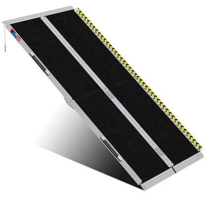 WHALEMOTOR Portable Wheelchair Ramp 6FT, Anti-Slip Aluminum Folding Portable Ramp, Wheelchair Ramps for Home, Weight Capacity Up to 800 LBS, with Transition Plates Above and Below, Loading Dock Plates