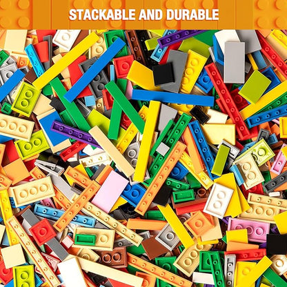 1200 Pieces Flat Pieces 9 Sizes Classic Moc Parts and Pieces Tiles Expansion Set - Compatible with All Major Brands Building Bricks Bulks for Smooth Surface Transparent Blue
