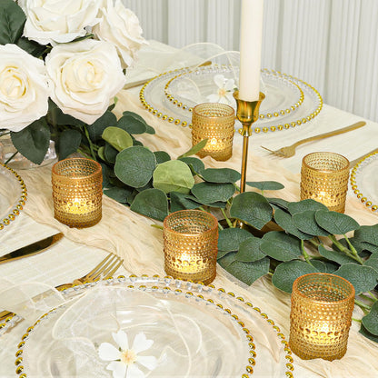 SUPMIND 24 Pcs Votive Candle Holders, Glass Holders Bulk for Table Centerpiece, Tea Lights Candle Holders for Wedding Shower, Party and Home Decor Golden