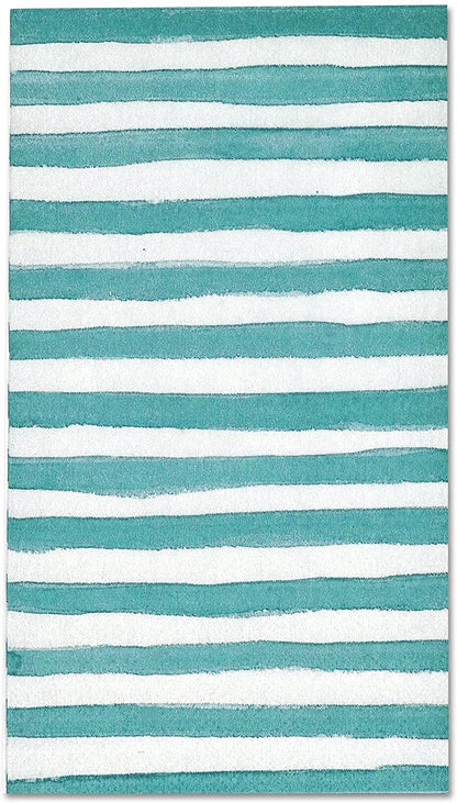 Gift Boutique Blue Stripe Guest Napkins Disposable Teal Aqua Paper Napkins for Bathroom Wedding Baby Shower Powder Room Decor