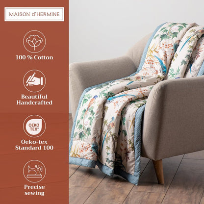 Maison d' Hermine Throw Blanket for Couch Lightweight Soft Warm Breathable Cotton Throw Blankets for Bed Girls Boys Women Men Sofa Living Room Gifts for Mothers Day (50'' X 60'', Hokuzai - Grey)