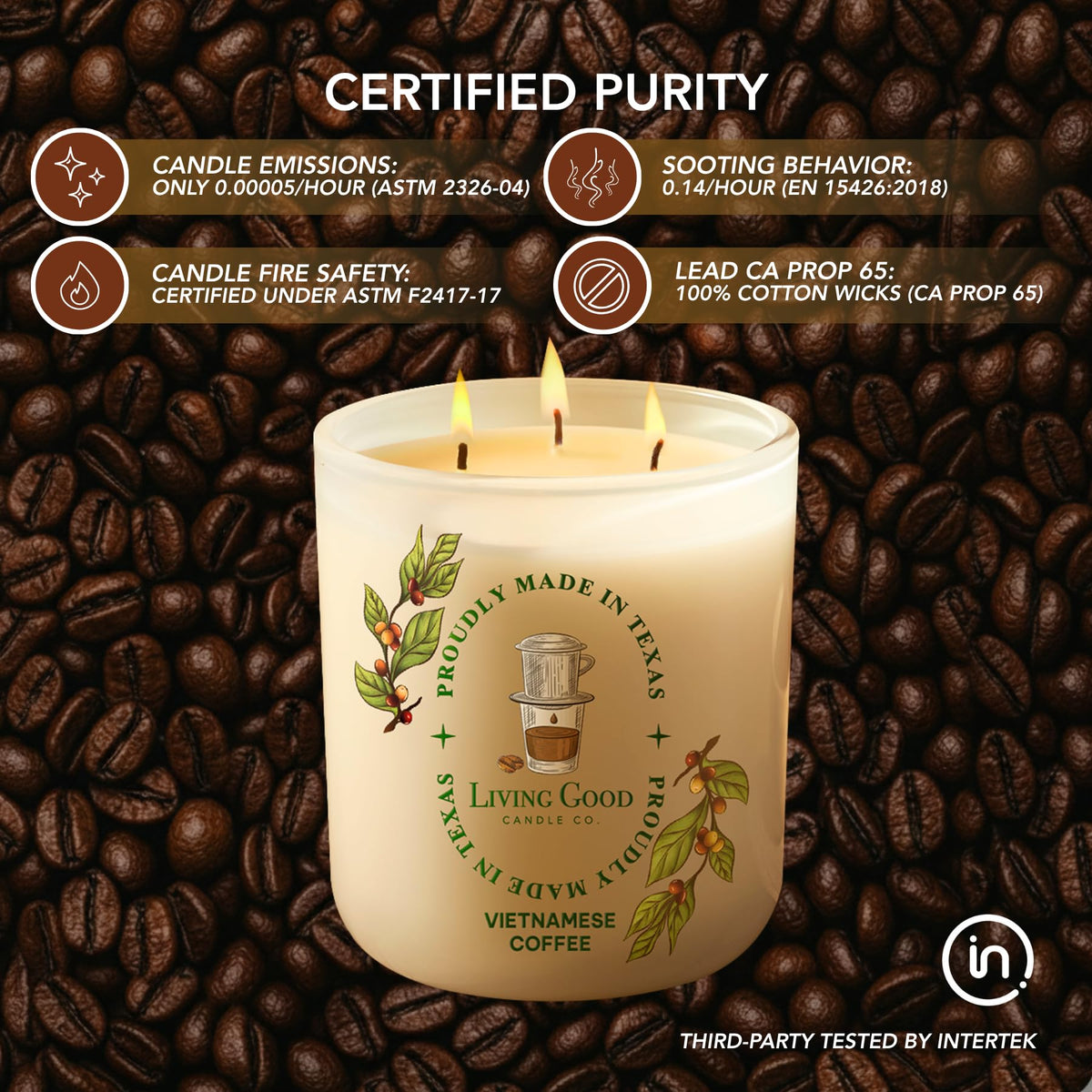 Fresh Robusta Coffee – Pure Beeswax Candle for Men and Women – Non-Toxic Scented Candle for Focus, Clarity & Mood Boosting – 90+ Hour Long Burn – Inspired by Vietnamese Coffee