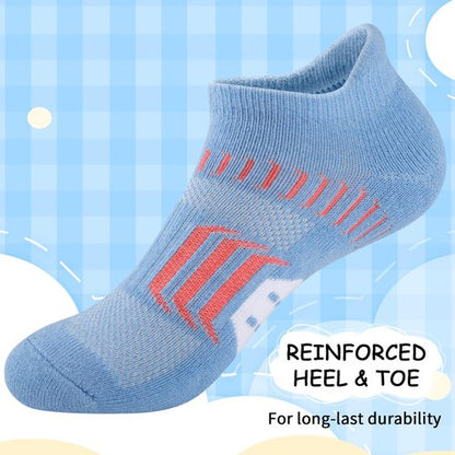 Comfoex 10 Pairs Girls Ankle Athletic Socks Cushioned Running Cotton Socks For 4-6 6-8 8-10 10-12 Years Old