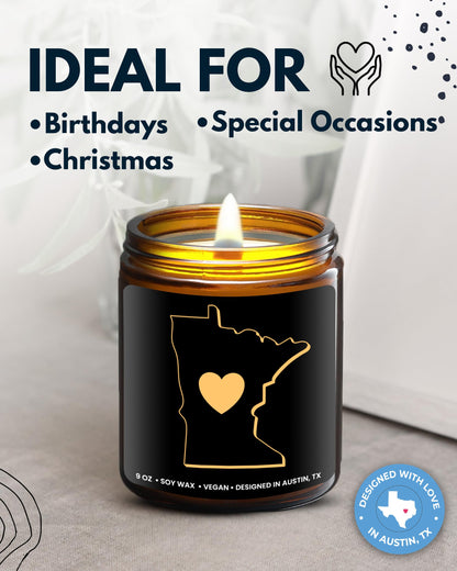 Minnesota Candle, Thoughtful Minnesota Themed Souvenirs & Gifts for Men and Women, Unique State Gifts, Best Sentimental Gift for Moving Away, Ideal for Birthday, Christmas, Graduation, Gift Ready
