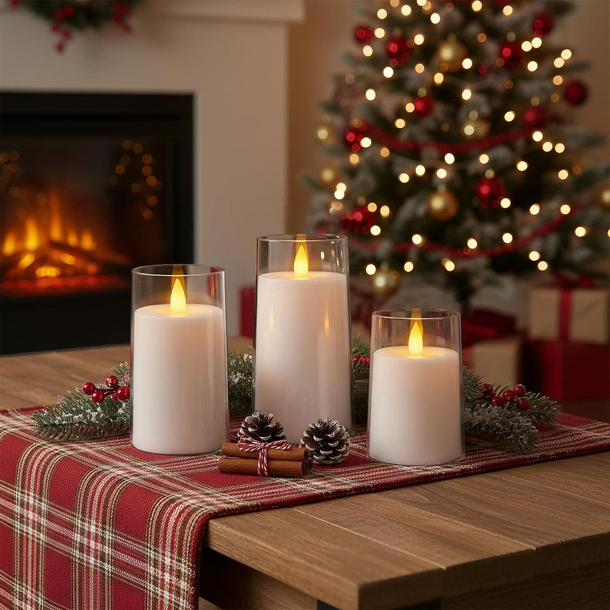 Raycare Flameless Electronic Pillar Candles with Remote Control and Timer- Battery Operated Realistic Flickering LED Fake Candle for Home, Wedding, Valentine's Day Decor, White,Set of 3(3"x4"5" 6")