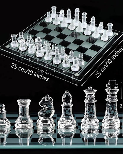 Elegant 10 Glass Chess Set - Premium Quality Board Game for All Ages for Chess Enthusiasts and Home Decor