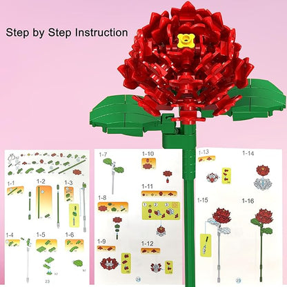 Flowers Bouquet Building Set 12 Artificial Flowers 1064 PCS Bricks Blocks Toy for Adults &amp Kids Botanical Collection Gift for Mother's Day Valentine Birthday Christmas (No Vase)