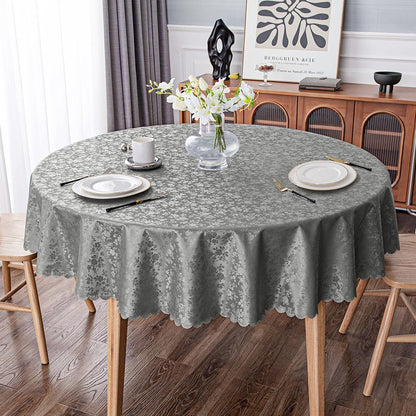 Smiry Round Table Cloth, Waterproof Heavy Duty Vinyl Tablecloths, Wipeable Washable Table Cover for Kitchen and Dining Room (Grey, 70" x 70")