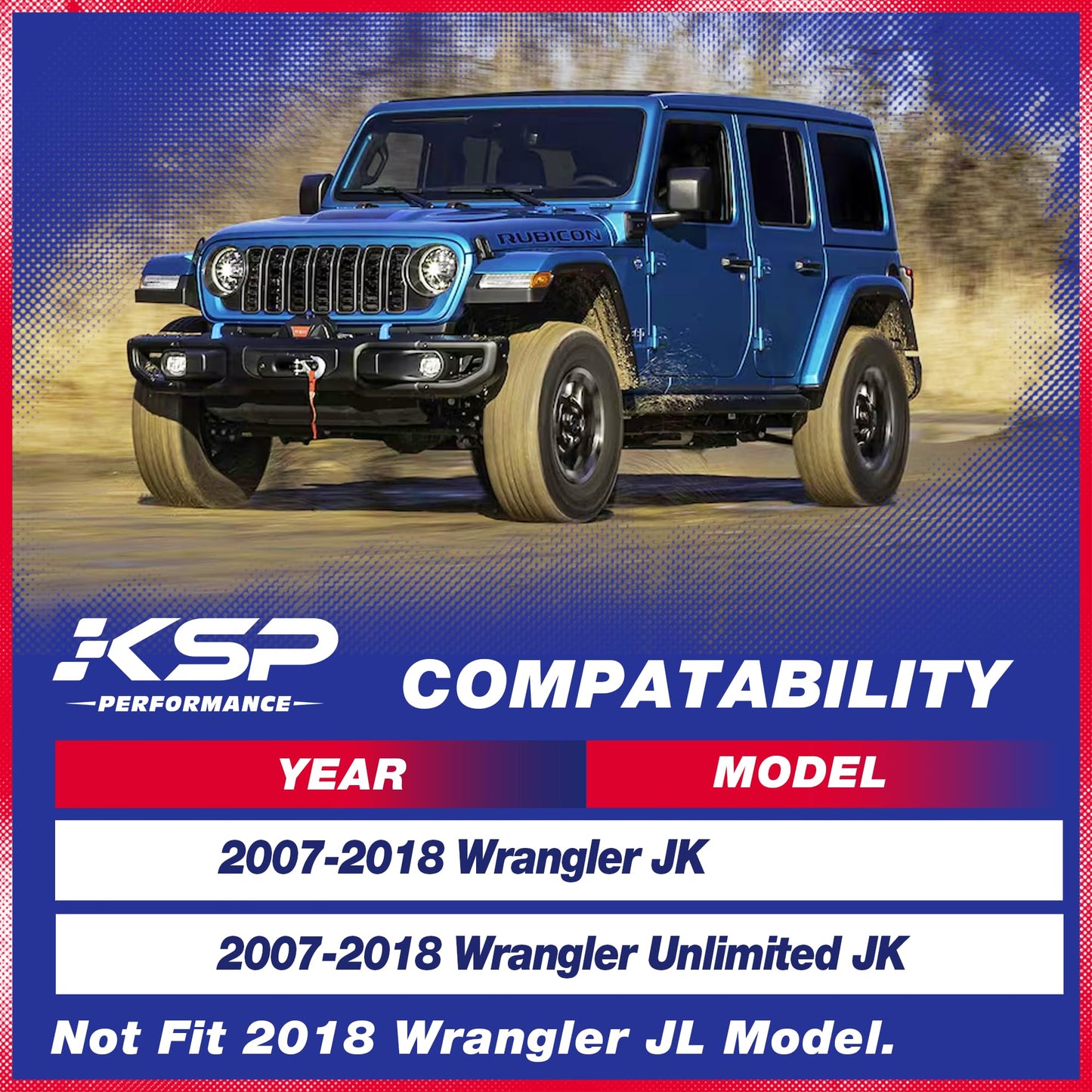 KSP 3"Front and 3"Rear Full Suspension Lift Kits with Shock Extenders fit for 2007-2018 Wrangler JK 2WD 4WD, Such as Editions Rubicon/Unlimited/Sahara/Sports and More（Black)
