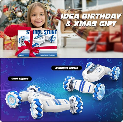 Remote Control Car Gesture Sensing RC Car Boys Toys for 6-8 Years Old Best Birthday Gifts for Kids 4WD 2.4Ghz 360° Rotating 2 Control Modes Control Transformer Toys Twist Cars