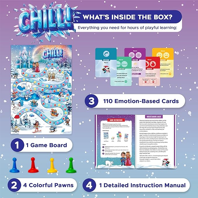 CHILL Anger Management for Kids Ages 5-9 Therapy Games Social Emotional Learning Fun Social Skills Board Game for Therapists &amp Families
