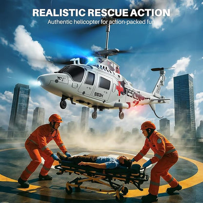 SYMA Remote Control Helicopter - S53H Rescue RC Helicopters with Upgraded Protection System Lifelike Simulation Easy to Fly Educational Toy &amp Gift for Boys Girls Beginners