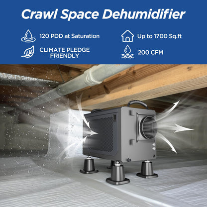 120 Pint Crawl Space Dehumidifier Commercial Dehumidifier for Basement,Ducted Whole House Dehumidifiers with Drain Hose,for Attic, Garage, Home, Industrial, Water Damage,24H Timer,Auto Defrost