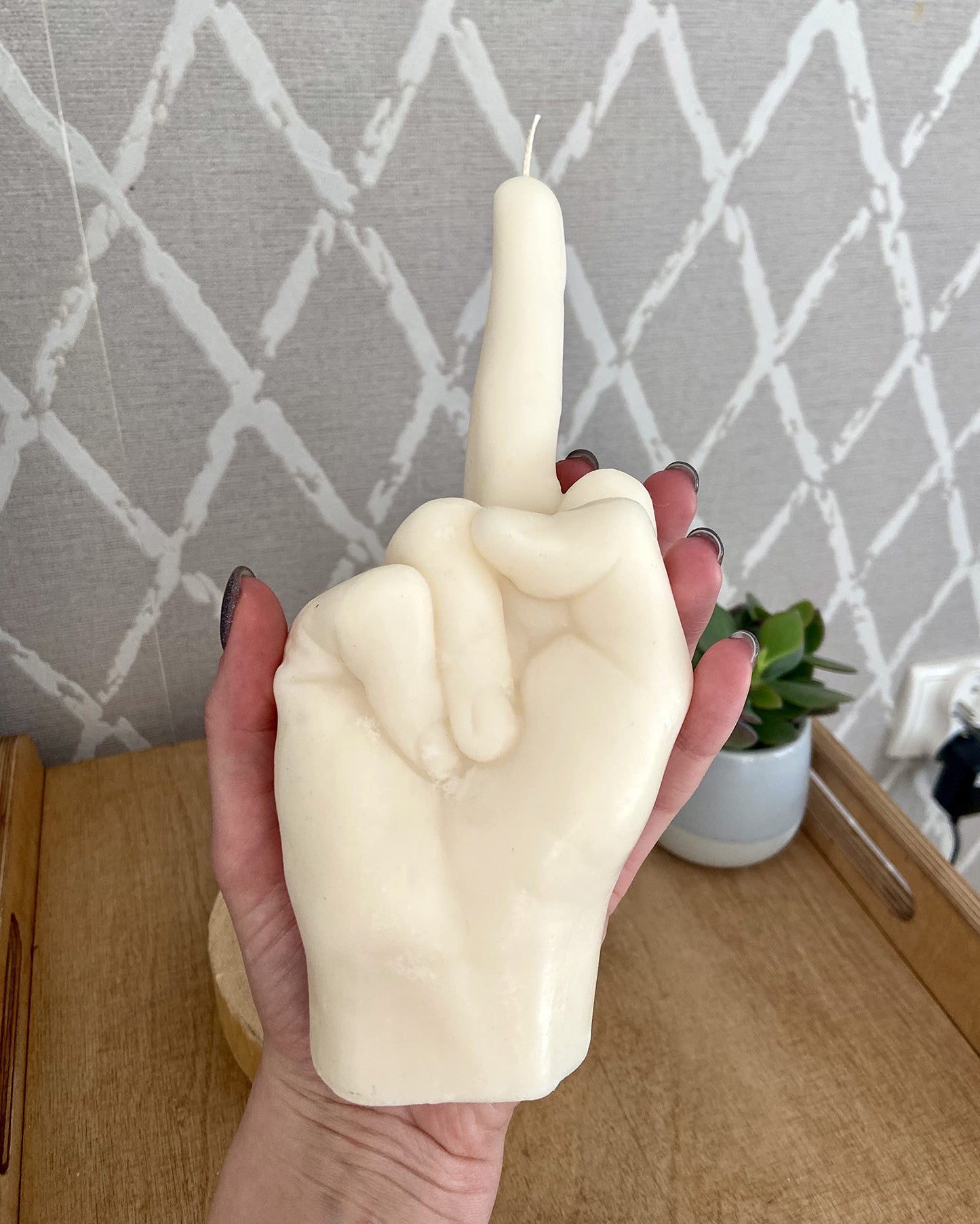 Big Fuck You Candle, Large Middle Finger Candle, Hand Gesture Candle, Homemade soy candle, Candle Gift, Funny candle, Scented candle (Beige, UNSCENTED)