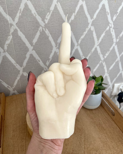Big Fuck You Candle, Large Middle Finger Candle, Hand Gesture Candle, Homemade soy candle, Candle Gift, Funny candle, Scented candle (Beige, UNSCENTED)